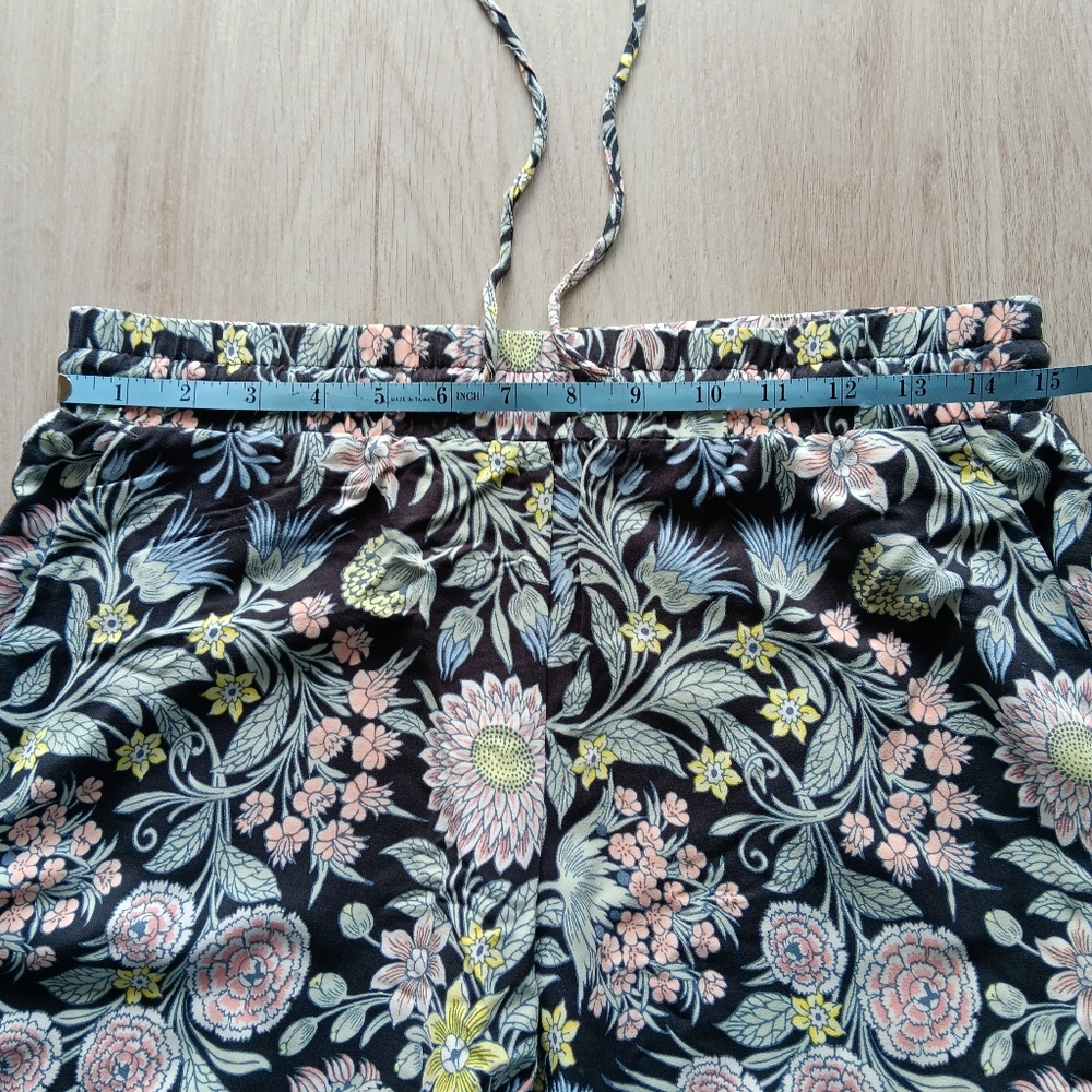 Loft Wide Leg Flowy Pants Drawstring Floral Navy Blue Pink Yellow White Small - Picture 4 of 10